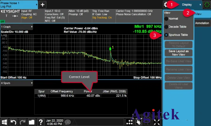 用頻譜分析儀在相位噪聲對數圖模式下測量雜散(圖1)