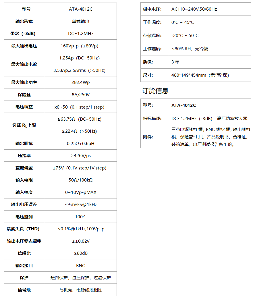 ATA-4012C高壓功率放大器(圖1)